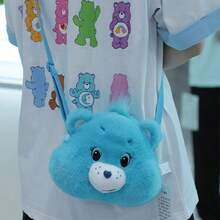 Care Bears 絨毛斜挎包 可愛熊頭單肩包 柔軟毛茸茸卡通小包 Kawaii 迷你手提包 生日/派對禮物 18cm 21cm - 彩色 - 查看 12