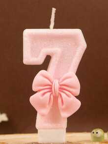 1pc Pink Bow Birthday Candle, Pink Glitter Sequin Decorated Number Candle 0-9, Romantic Gift For Best Friend, Mother, Girlfriend, Suitable For Birthday Party Cake Decoration, Creating Atmosphere, Christmas, Halloween Decoration, Baking Insert Decoration, Suitable For Girls, Children, Adults, Also Can Be Used For Ceremony Supplies, Gifts, Graduation Ceremony, Wedding And Other Occasions, Girl Photography Props, And Reliable - Multicolor - View 15