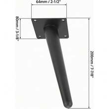 20‑Centimetre Tapered Slanted Metal Furniture Legs, Four‑Piece Set With Floor‑Protective Caps, Fitting For Multiple Indoor Furniture Units. - Black - View 4