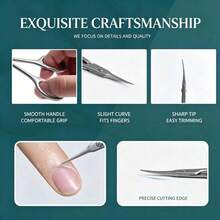 1pc Stainless Steel Ultra-Fine Curved Blade Nail Scissors, Multi-Function Precision Small Scissors For Beauty, Eyebrow Trimming, Eyelash Trimming, Nail Edge Trimming, Dead Skin Removal (One Size 1pc Textured Scissors) - Upgraded Version - View 2