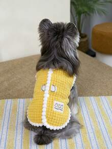 Pet Winter Fleece Vest Jacket, Dog Cat Warm Plaid Sleeveless Jacket, Cute Pom Pom Trim Puppy Kitten Cold Weather Outfit, Suitable For Small And Medium Dogs And Cats, With D-Ring For Convenient Outdoor Walks - Multicolor - View 17