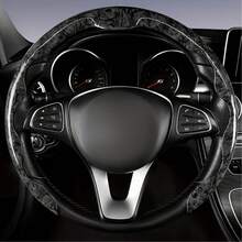 1pc Anti-Slip Steering Wheel Cover - Faux Mahogany Pattern + Lightweight + Center Alignment Mark + Embedded Easy Installation + No Inner Ring; For Car/Pickup/SUV/MPV/Van/D-Shape/O-Shape/Round Steering Wheel - Faux Mahogany Pattern - View 6