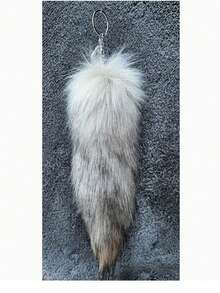 1pc Fox Tail Plush Keychain Pendant, Bag Charm, Car Key Ring, Tail Shape, Suitable For Keychains, Bags, Car Decor, Backpacks, Car Key Ring Pendant, Perfect For Winter, Halloween, Christmas - Multicolor - View 3