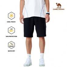 CAMEL CROWN Men's Casual Cotton Loose Fit Drawstring Knee-Length Shorts, Summer - Black - View 10