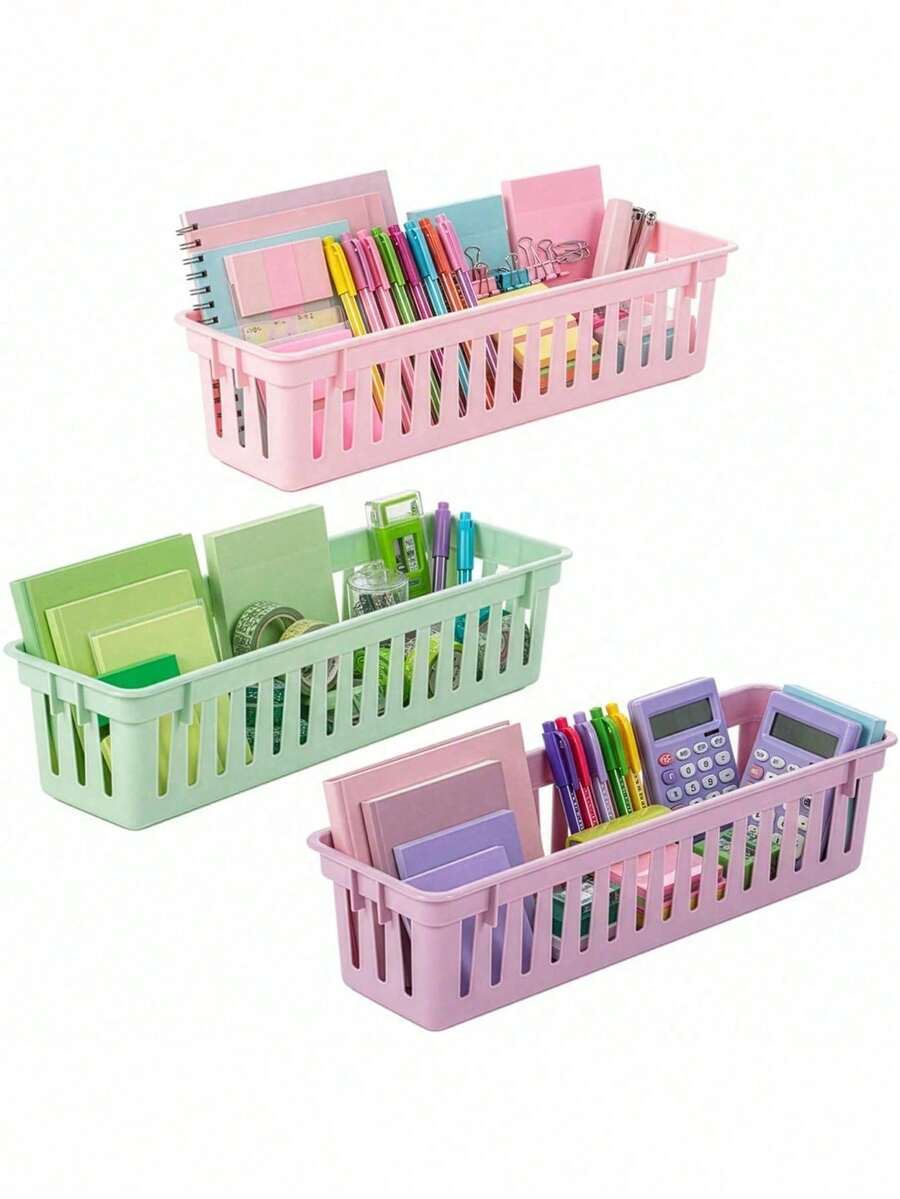 1/3/6 cái giỏ đựng bút chì lớp học, khay đựng văn phòng phẩm bằng nhựa, hộp đựng bút nhiều màu 25.5x7.5x6cm, phù hợp cho giáo viên, học sinh, học tập tại nhà và văn phòng, sắp xếp nhà/văn phòng, màu đen, trang trí nhà cửa, quà tặng Giáng sinh ngày lễ - Nhiều màu - Xem 1