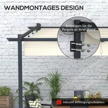 Pavillon 3 X 3 Pergola Winddicht, Terrassenüberdachung Mit Verstellbarem Dach, Für Garten & Terrasse, Cremefarben On-Site - Cream White + Aluminum - View 4