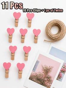 1-31pcs Heart-Shaped Small Clips - Cute Wooden Photo Clips, Creative Photo Wall Clips, Holiday Decoration Clips, Pink And Red Combination. Clip Style Photo Clips For Displaying Photos, Crafts, Art And Cocktails,Suitable For Creative Projects - Multicolor - View 12