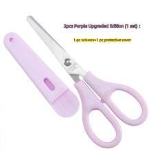 Stainless Steel Round Tip Scissors With Protective Cover, Pink, Purple And Light Blue Portable Multi-Function Scissors, Ergonomic Design, Suitable For Office, School, Home And Craft Projects, Can Cut Fabric, Paper And Metal Wire - Multicolor - View 9
