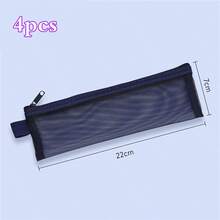 10pcs (Random Color) Semi-Transparent Mesh Zipper Pencil Case, Thickened Wear-Resistant Multi-Layer Mesh Stationery Bag, Simple Storage Bag, Stationery Bag, Back To School Season - A - View 12