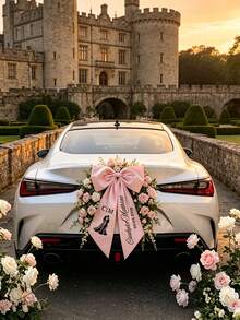 Wedding Car Decoration Bow ,Custom Name Satin Ribbon Bow, Romantic Bridal Car Ornament For Wedding Ceremony Party Supplies - Multicolor - View 4