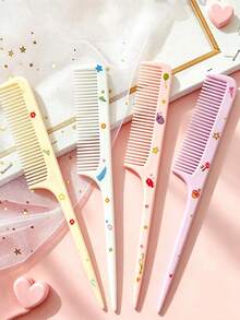 Juego de 2 peines con forma de animales de dibujos animados lindos, antiestáticos, peine de dientes anchos y peine de cola de dientes finos, adecuado para bebés y niños - Multicolor - Ver 2