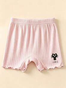 4pcs/Pack Legging Anak Perempuan Motif Kucing Lucu, Legging Anti-Terbuka dengan Hiasan Rumbai, Celana Pendek Dalaman Anak Sehari-hari - MultiWarna - View 4