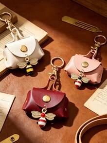 Mini Handbag Keychain Features A Bee Charm Accessories Series, Coin Wallet,Portable Small Bag Pendant,For Change,Earphone,Coins,Lipstick - Multicolor - View 4