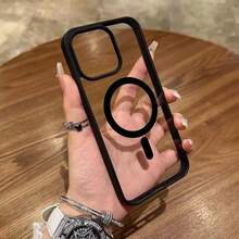 Luxury Matte Wireless Charging Shockproof Phone Case, Compatible With Apple 18/17/16/15/14/13/12/11 Pro Max S21 22 23 24 25 Plus 25 Ultra, With Semi-Transparent Armor Protective Cover - Black - View 6