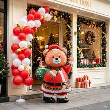 1pc Standing Backpack Christmas Bear Foil Balloon, Suitable For Christmas Party Decoration, Theme Party Setup, Mall Atmosphere Decoration, Christmas Photo Props, Christmas Atmosphere Decoration, Winter Theme Setup - View 5
