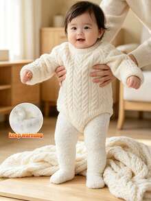 1pc Baby Thickened Thermal Lined Tights, Solid Color, Warm And Comfortable, Suitable For Winter, Below 5°C - Multicolor - View 28