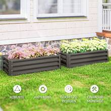 Hochbeet Metall 2er-Set, Offener , Für Garten Balkon, 110x50x30cm, Dunkelgrau - 1 - View 7