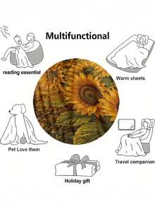 Minimalist Floral Print Pattern Outdoor Camping Leisure Blanket, Soft Comfortable 280gsm Fleece Blanket, Multi-Purpose Blanket For Sofa, Bed And More, Suitable For Home, Picnic, Travel, All Seasons, Modern Style, Polyester, Machine Washable - Multicolor - View 6