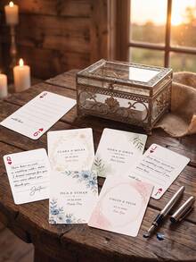 Personalized Floral Custom Poker Card Set (54 Cards) With Metal Gift Box, Customizable Name And Date Souvenir, Wedding Guest Book Alternative And Party Game, Fun Family Tabletop Entertainment, Ideal Anniversary Gift For Newlyweds, Friends And Family - Multicolor 2 - View 6