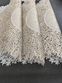 2pcs/4pcs/6pcs 15 Inch Round Gold Coral Hollow PVC Placemats, Heat-Resistant Table Mats For Wedding, Banquet, Valentine's Day, Mother's Day, Party, Restaurant, Hotel Dining Table Decor - Multicolor - View 6