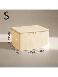 Foldable Linen Storage Box With Zipper Lid, Washable Dust-Proof Clothing Storage Bin With Handle, Collapsible Wardrobe Organizer, Suitable For Underwear, Clothing, Bedding And Miscellaneous Items - Beige - View 12