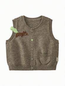 mini bala Fun Autumn Unisex Toddler Knit Sleeveless Vest Cute Stylish Design Perfect For Layering Looks - Brown Tone - View 4