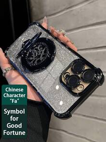 MewTrek 奢華電鍍透明手機殼，創意金錢美金符號支架，水鑽閃粉亮片 Y2K 風格，夏季新款時尚矽膠防震保護軟殼，適用於 iPhone、 Galaxy、Honor、、Reno、MOTO - 黑色 - 查看 8