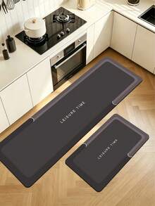 1 Pc Black And Gray Grid Pattern Kitchen Mat, 3.5 Mm Soft Rubber That Absorbs Water And Is Easy To Clean. Suitable For Corridors, Bathrooms, Living Rooms, Outdoor Door Mats, And Toilets. Useable Throughout The Year And For Various Holidays. - Multicolor - View 2