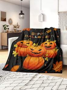 1pc Soft & Comfortable Halloween Flannel Blanket, 2D Printed Blanket For Office Nap, Sofa & Bed Decor, Outdoor Camping Leisure Blanket, Perfect Gift For Family & Friends - Multicolor - View 4