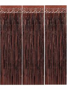 3 Pcs Brown Sequin Fringe Curtain, Foil Backdrop For Western Birthday, Cowgirl Theme Party, Bachelorette Party, Country Wedding, Photo Booth Decor Strips, Farmhouse Decor, Wild West Theme, 70s Retro Party, Men's Birthday Fall Harvest Decorations - Brown - View 14