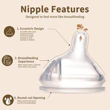 1pc 160ml/240ml Glass Baby Bottles,No-Drip Design, Reduces Colic And Gas With Anti-Colic Valve, Natural Silicone Nipple - Multicolor - View 6