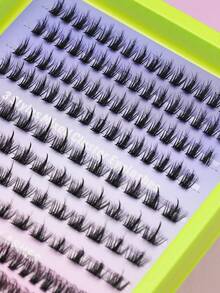 3 Styles Mixed Cluster False Eyelashes DIY Individual Lash Segmented Fluffy Voluminous Fiber Lashes Multipack Reusable Home Eyelash Extension Kit With Free Makeup Tools For Party Cosmetic Look - C - View 3