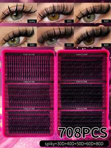 CMAYOME 600/684/708/720pcsDIY Eyelash Clusters, Baby Eyes, Anime Eyelashes, Enlarged Eyelashes For Both Eyes, Elongated Eye Tails, Suitable For Various Makeup Looks, Popular Eyelashes Small And Cheap, Suitable For Daily Use, Parties - DD - View 4