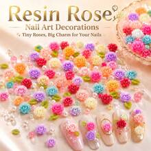 150pcs Mixed Color Floral Acrylic Set, Suitable For DIY Jewelry, Nail Art, Phone Case, Clothing And Handmade Accessories Material - DIY - View 1