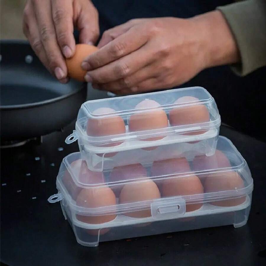 4 Grid/8 Grid Outdoor Shockproof Egg Box Storage Box, Portable Camping Shatterproof Egg Tray, Home Plastic Protection Box, Travel Shatterproof - Multicolor - View 1