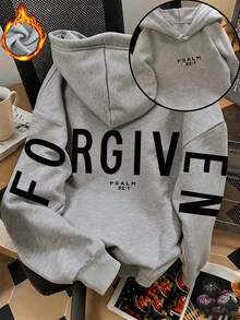 ZZG Es Trus, Autumn And Winter Women's "Letter" Pattern Printed Street Fashion Korean Version Commuting Y2k Clothing Gray Plus Size Hooded Casual - Grey - View 1