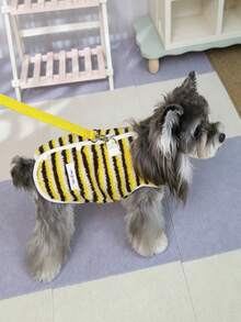 Striped Sherpa Dog Vest With D-Ring, Winter Warm Plush Pet Coat, Button-Up Puppy Cat Jacket, Soft Fleece Clothes For Small Medium Dogs & Cats - Multicolor - View 14
