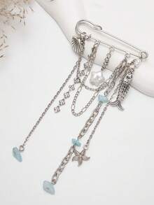 1PC DIY Fashion Shell Turquoise Fringed Brooch Pants Chain - Creative And Unique Star-Shaped Chain Pendant Necklace - Multicolor - View 7