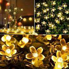 1pc 5m 7m 12m 20 50 100LED 8-Mode Solar Flower Fairy Lights, Outdoor Waterproof, Holiday Party Decoration, Garden Yard Decoration LED String Lights - Solar Cherry Blossom - View 6
