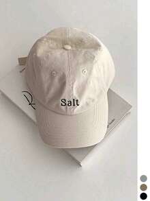 1 buah Topi Baseball Lembut dengan Desain Salt-Washed, Bordir Huruf Tunggal, Unisex Musim Semi/Panas, Topi Snapback Gaya Amerika Serbaguna, Model Desainer, Abu-abu Retro Compact Fit, Pantai, Liburan, Festival, Perjalanan - Sulaman garam - View 2