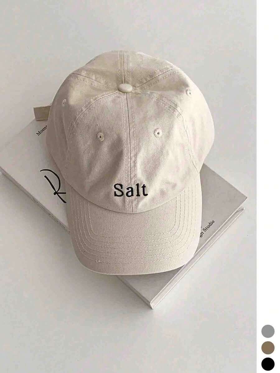1 buah Topi Baseball Lembut dengan Desain Salt-Washed, Bordir Huruf Tunggal, Unisex Musim Semi/Panas, Topi Snapback Gaya Amerika Serbaguna, Model Desainer, Abu-abu Retro Compact Fit, Pantai, Liburan, Festival, Perjalanan