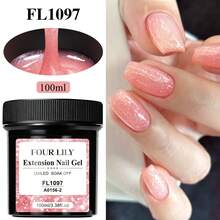 FOUR LILY 100ml Glitter Extension Gel - Gel Ekstensi Kuku UV/LED yang Dapat Dilepas dengan Kilauan, Ekstensi Cepat untuk Manikur DIY & Salon - MultiWarna - View 7
