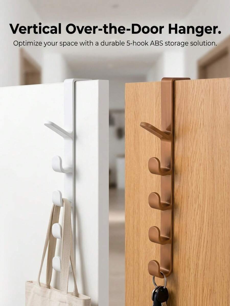 1/2 Pc Door Hanger With Five Hooks, Tool-Free Assembly, Space-Saving, Suitable For Use As A Storage Rack In Bedroom Wardrobes, For Storing Bags, Hats, Clothes And Accessories,Bathroom Door Towel Rack, No Drilling Required, Also Suitable For Bedrooms.