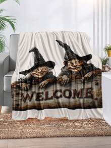 1pc Halloween Style Soft & Comfortable Blanket, Multi-Purpose Throw For Sofa, Bed, Outdoor Camping, Leisure, Home, Picnic, Travel, All Season, 280gsm Polyester, Machine Washable - Multicolor - View 2