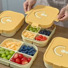 Bento Box Adult, Microwaveable Leak-Proof Lunch Box, Divided Small Lunch Containers With Lids, PP Fruit Containers For Lunch Box, Salad Container For Lunch, Flat Compartment Food Storage Box With Handle For School Student - Multicolor - View 5