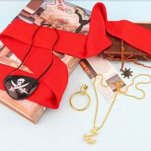 4-Piece Pirate Theme Costume Accessory Set, Suitable For Men And Women Adults. Set Includes Red Bandana, Earrings, Eye Patch And Anchor Necklace, Perfect For Halloween Cosplay, Party Decoration And Renaissance Style Dress Up, Great Accessory Choice For Adult Holiday Parties. - Multicolor - View 7