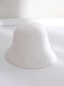 1pc Women's Solid Color Handmade Straw Hat, Beach Sun Protection Straw Hat, Suitable For Daily, Vacation, Beach, Bohemian - Multicolor - View 10