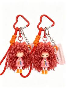 1/2/4pcs Cartoon Cool And Edgy Frizzy Keychain Pendant, Women's Bag Charm, Small Gift Keyring, Car Key Decoration, Pendant Accessory - Cute - View 15