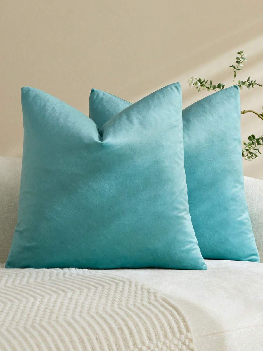1pc/2pcs Velvet Solid Color Decorative Pillow Cover (Pillow Insert Not Included), Square Cushion Slip, Holiday Home Decor Pillow, Soft Comfortable Fabric, Modern Sofa Decoration, For Home, Bedroom, Dorm Use