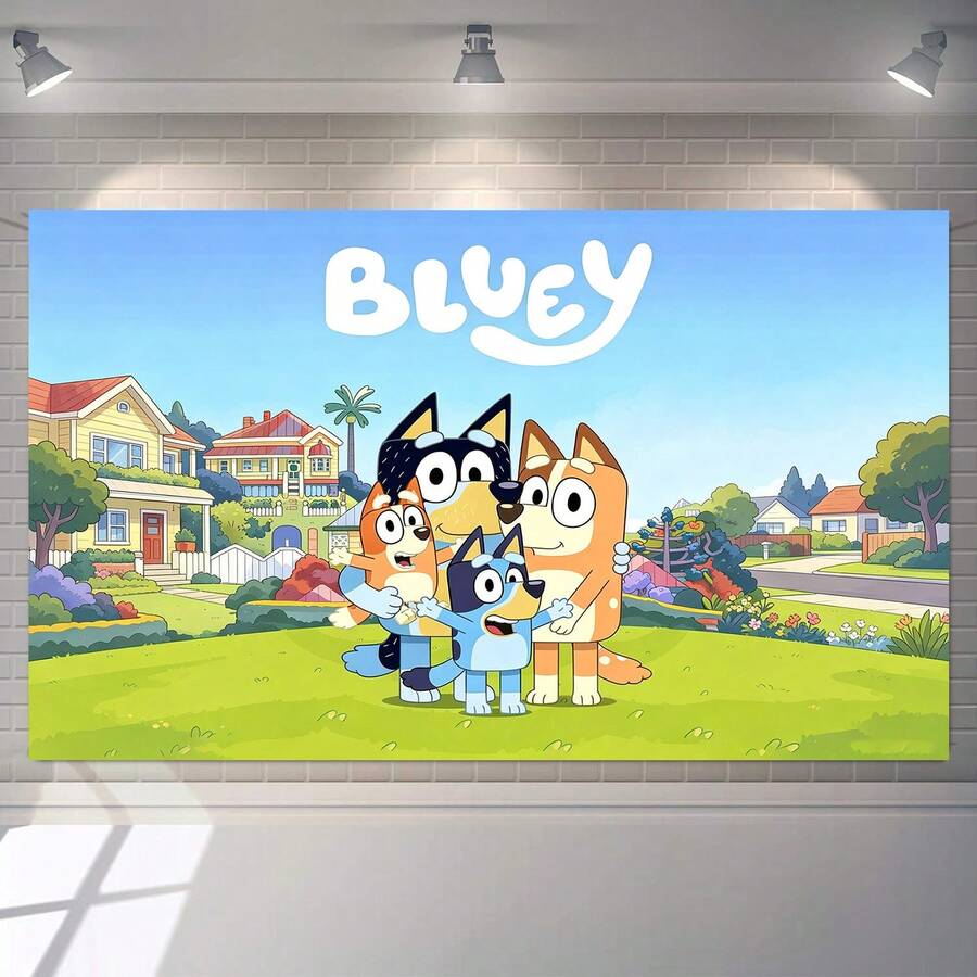 WPETLE Birthday Party Backdrop Cartoon Family House Lawn Scene Photo Background Banner Children Party Decoration - Multicolor - View 1